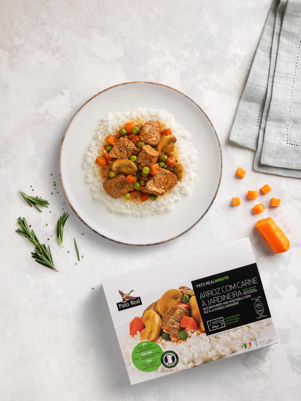 Arroz Branco com Carne à Jardineira
